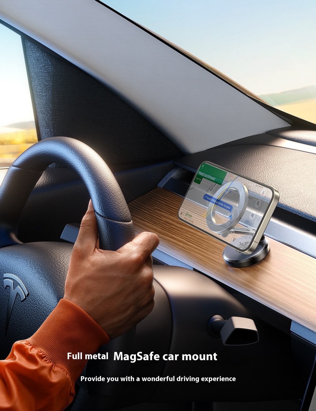 MagSafe-Compatible Foldable Car Phone Mount – 360° Rotation