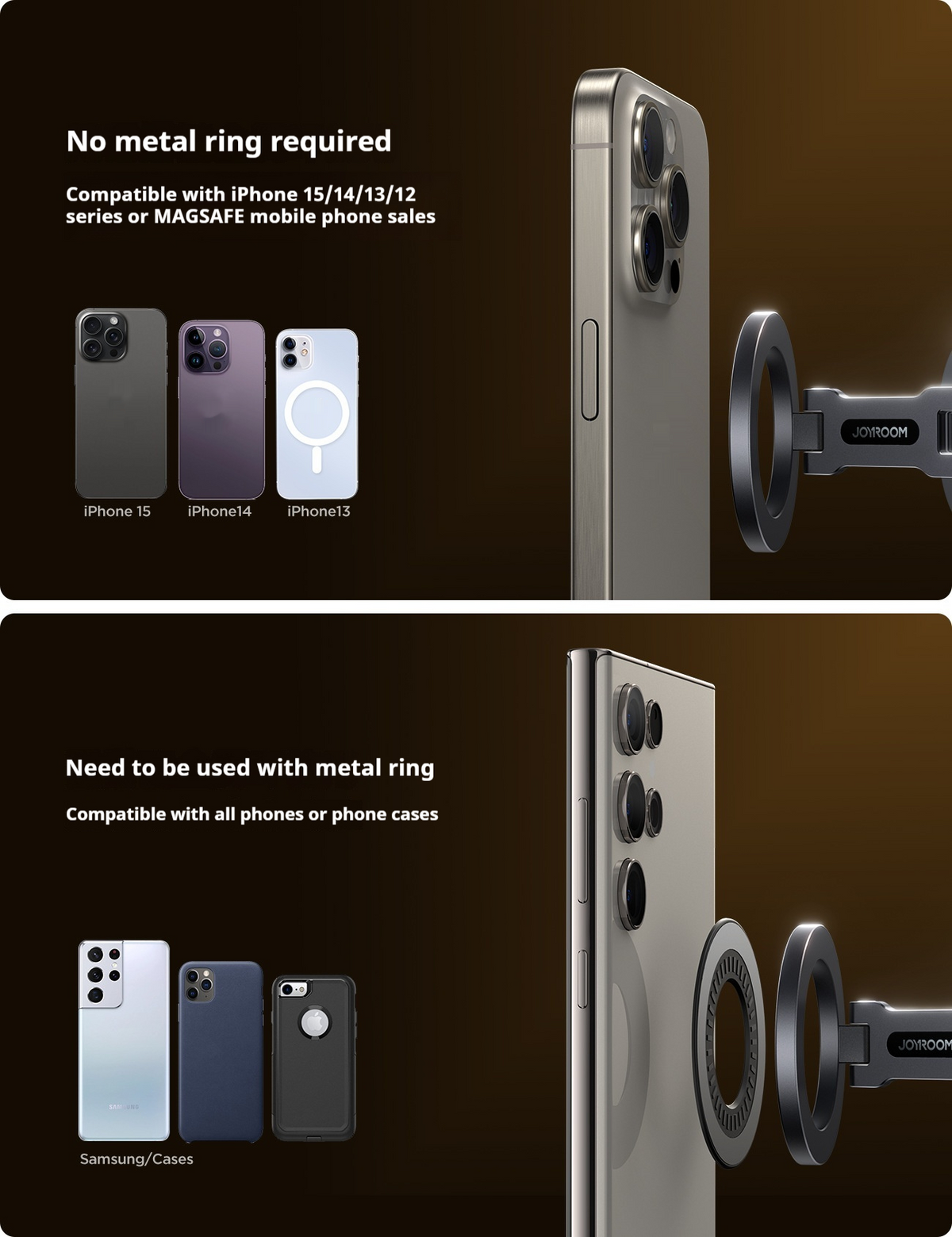 MagSafe-Compatible Foldable Car Phone Mount – 360° Rotation