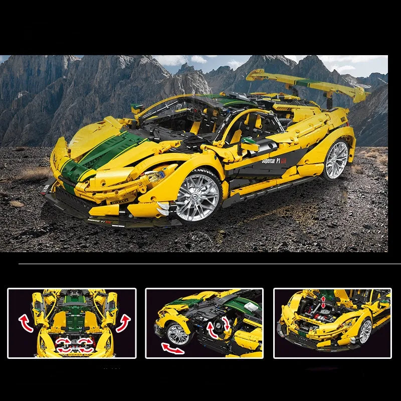 3,316-Piece Sports Car Building Set – Yellow & Green