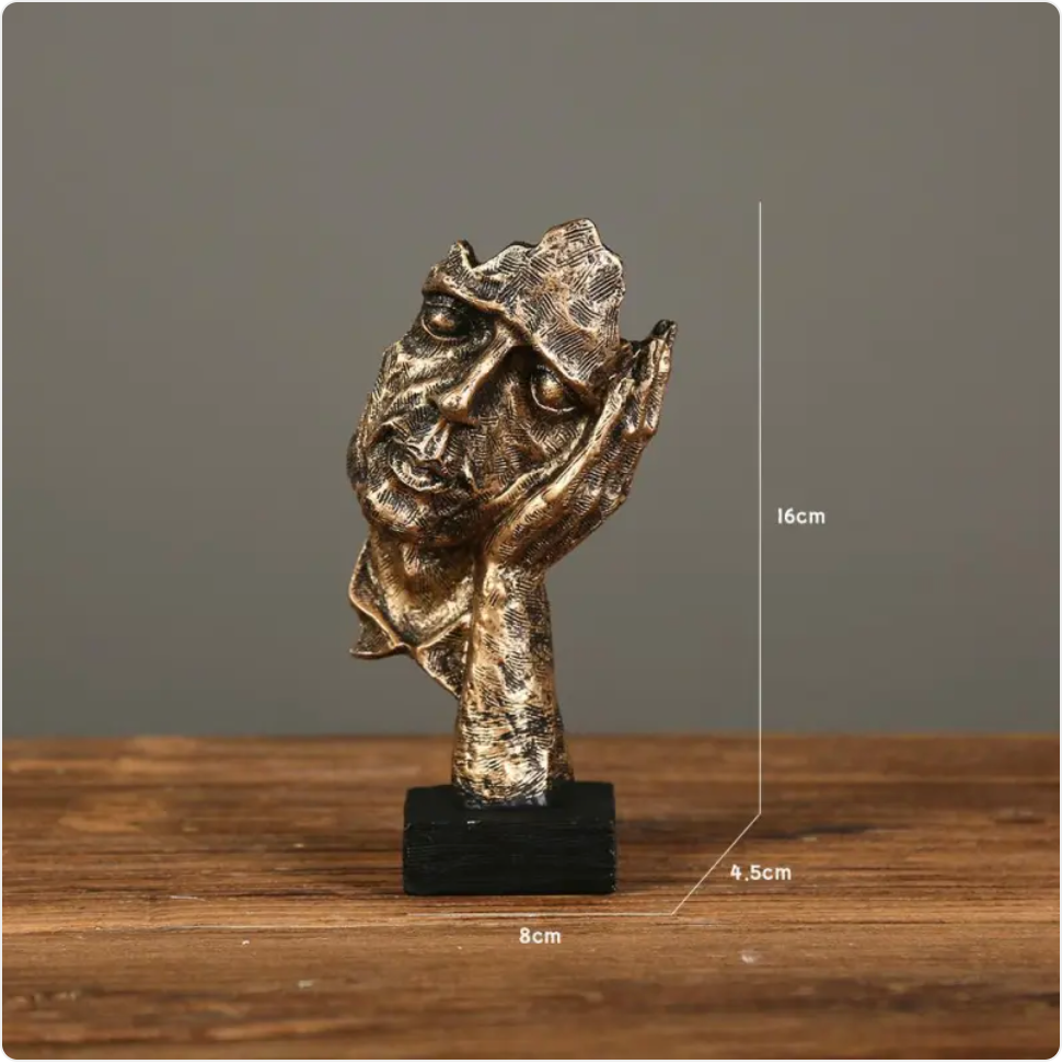 Abstract Face & Hand Sculpture – Modern Resin Decor