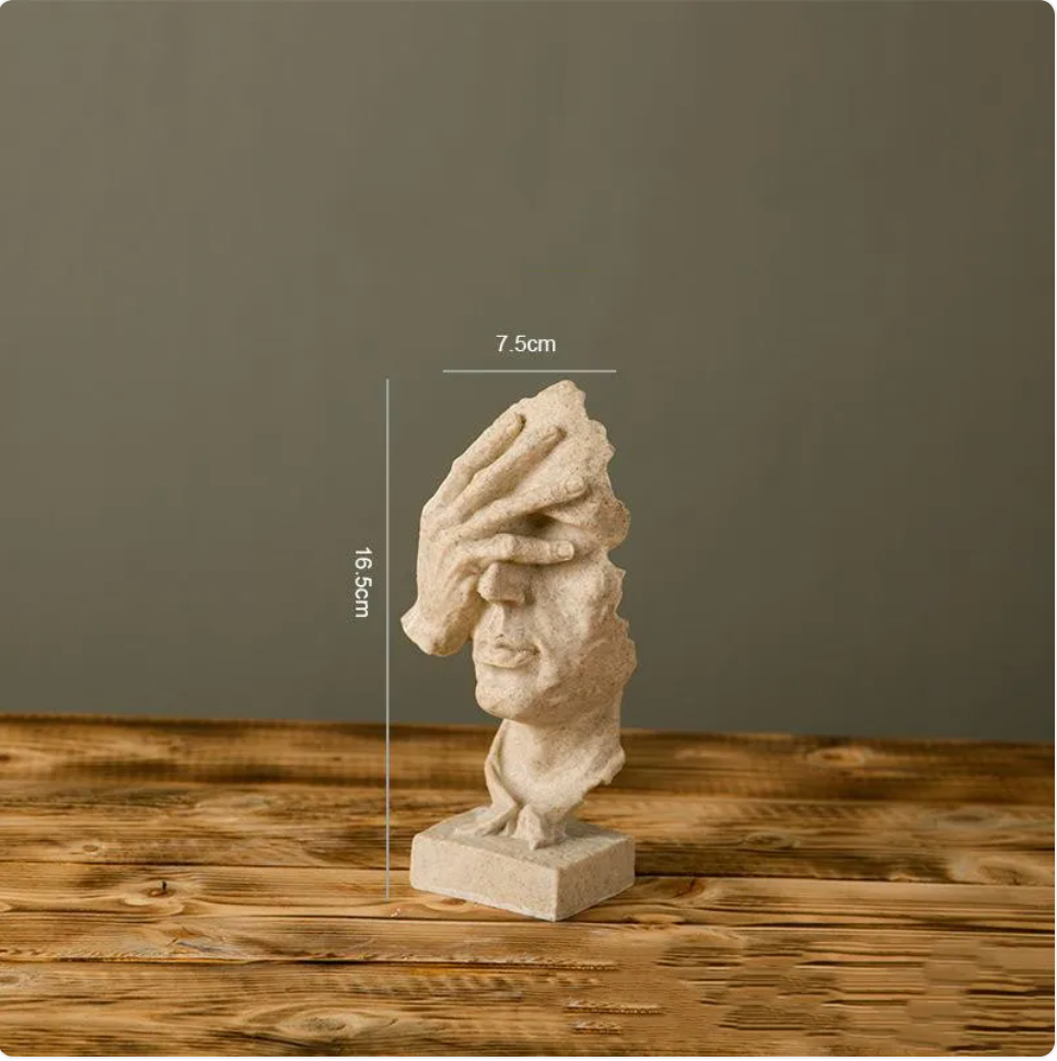 Abstract Face & Hand Sculpture – Modern Resin Decor