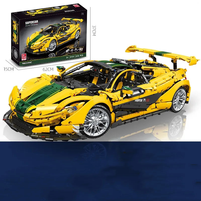 3,316-Piece Sports Car Building Set – Yellow & Green