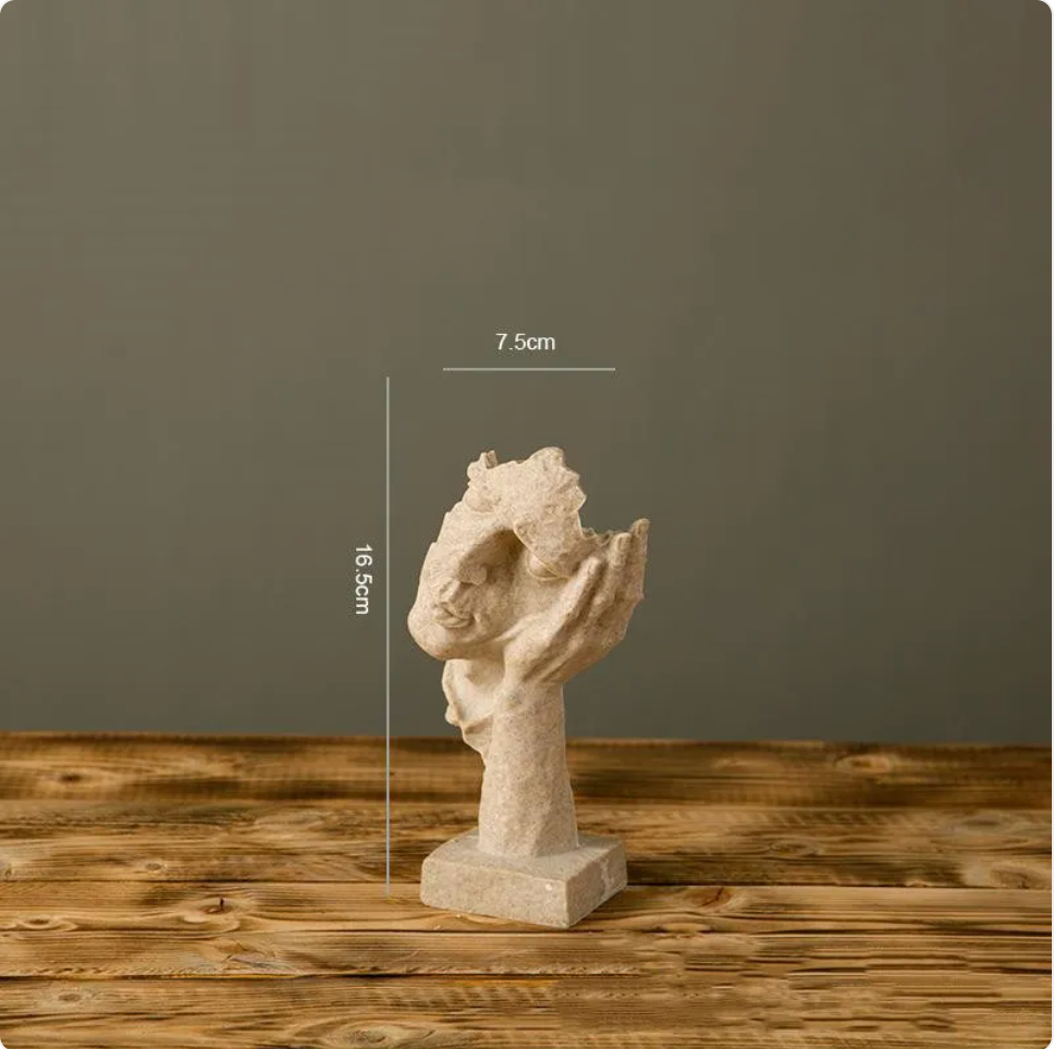 Abstract Face & Hand Sculpture – Modern Resin Decor