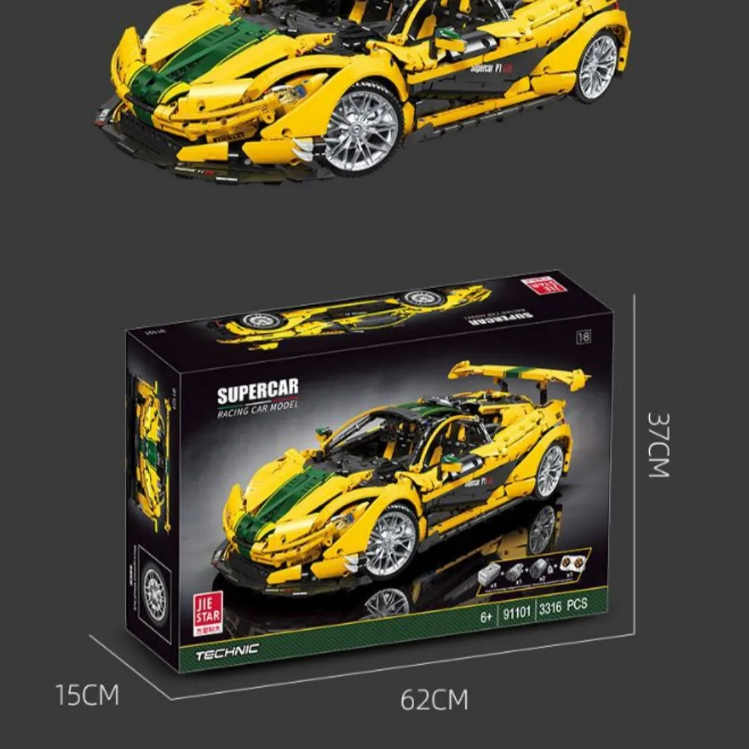 3,316-Piece Sports Car Building Set – Yellow & Green