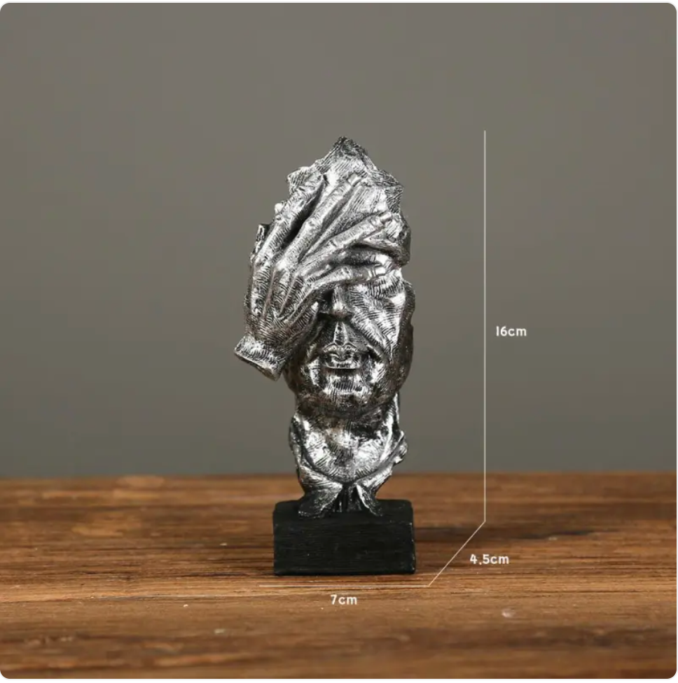 Abstract Face & Hand Sculpture – Modern Resin Decor