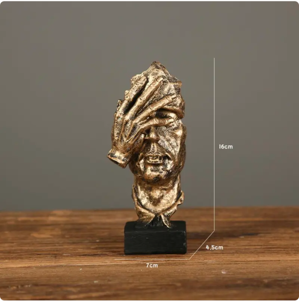 Abstract Face & Hand Sculpture – Modern Resin Decor